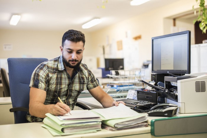 Man works at his desk