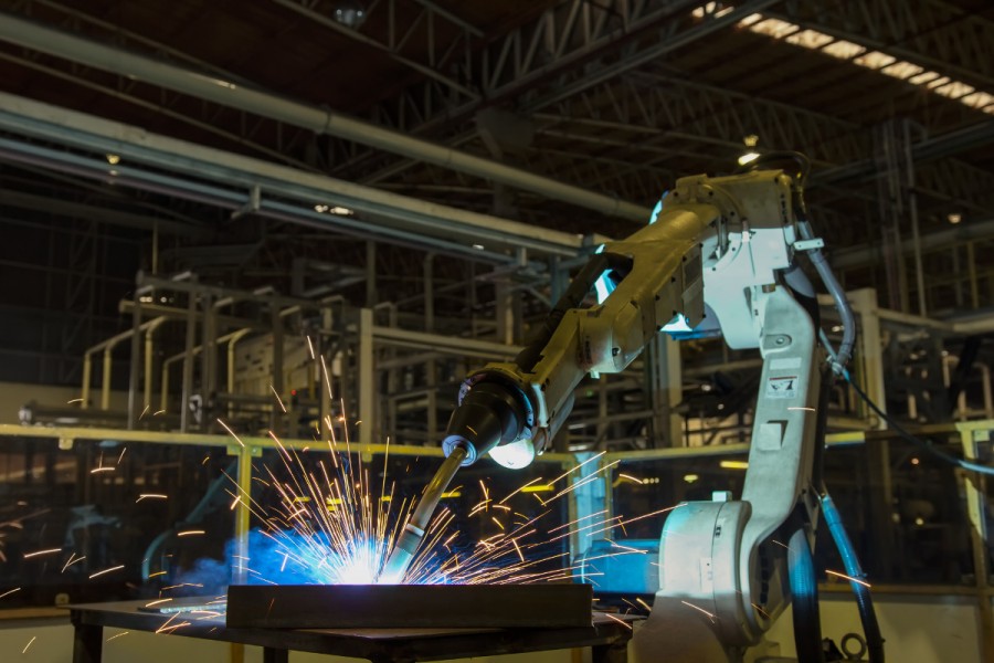 A robotic welding machine at work